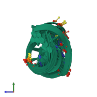 PDB entry 1d0t coloured by chain, ensemble of 10 models, side view.