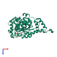 PDB entry 1d0v coloured by chain, top view.