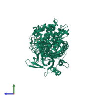 PDB entry 1d0x coloured by chain, side view.