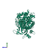 Monomeric assembly 1 of PDB entry 1d0y coloured by chemically distinct molecules, side view.