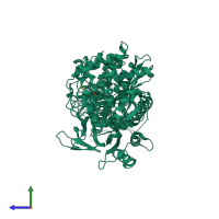 PDB entry 1d0y coloured by chain, side view.