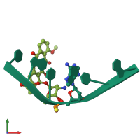 PDB entry 1d14 coloured by chain, front view.