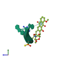 PDB entry 1d14 coloured by chain, side view.