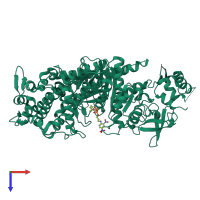 PDB entry 1d1b coloured by chain, top view.