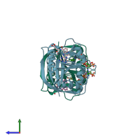 PDB entry 1d1g coloured by chain, side view.
