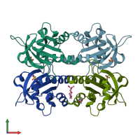 PDB entry 1d1j coloured by chain, front view.