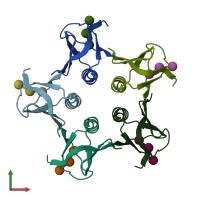 PDB entry 1d1k coloured by chain, front view.