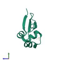 PDB entry 1d1l coloured by chain, side view.