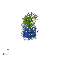 PDB entry 1d1t coloured by chain, side view.