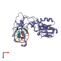 PDB entry 1d1u coloured by chain, top view.