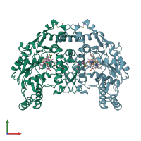 PDB entry 1d1x coloured by chain, front view.