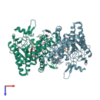 PDB entry 1d1x coloured by chain, top view.