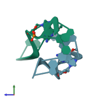 PDB entry 1d24 coloured by chain, side view.
