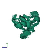 PDB entry 1d2b coloured by chain, ensemble of 29 models, side view.