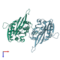 PDB entry 1d2c coloured by chain, top view.
