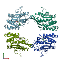 PDB entry 1d2h coloured by chain, front view.