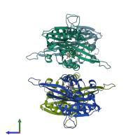 PDB entry 1d2h coloured by chain, side view.