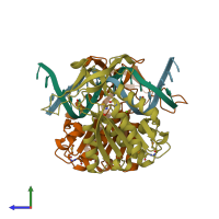 PDB entry 1d2i coloured by chain, side view.