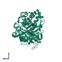 PDB entry 1d2k coloured by chain, side view.