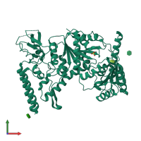 PDB entry 1d2m coloured by chain, front view.