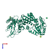 PDB entry 1d2m coloured by chain, top view.