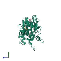 PDB entry 1d2n coloured by chain, side view.