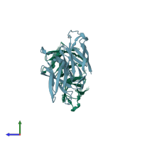 PDB entry 1d2o coloured by chain, side view.
