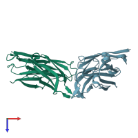 PDB entry 1d2o coloured by chain, top view.