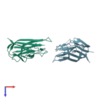 PDB entry 1d2q coloured by chain, top view.