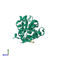 PDB entry 1d2w coloured by chain, side view.