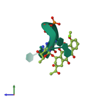 PDB entry 1d33 coloured by chain, side view.
