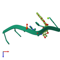 PDB entry 1d33 coloured by chain, top view.