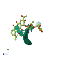 PDB entry 1d36 coloured by chain, side view.