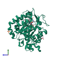 PDB entry 1d3h coloured by chain, side view.