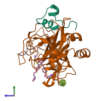 PDB entry 1d3q coloured by chain, side view.