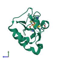 PDB entry 1d3w coloured by chain, side view.
