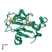 PDB entry 1d3w coloured by chain, top view.