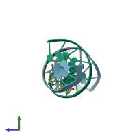 PDB entry 1d44 coloured by chain, side view.