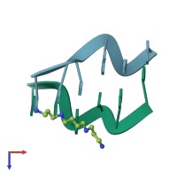 PDB entry 1d48 coloured by chain, top view.