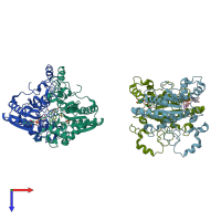 PDB entry 1d4a coloured by chain, top view.