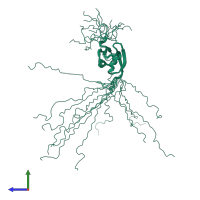 PDB entry 1d4b coloured by chain, ensemble of 15 models, side view.