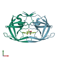 PDB entry 1d4h coloured by chain, front view.