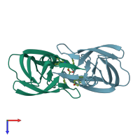 PDB entry 1d4h coloured by chain, top view.