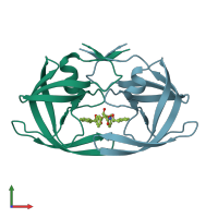 PDB entry 1d4i coloured by chain, front view.