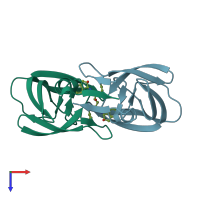 PDB entry 1d4i coloured by chain, top view.