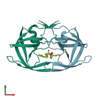 PDB entry 1d4j coloured by chain, front view.