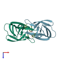 PDB entry 1d4j coloured by chain, top view.