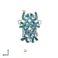 PDB entry 1d4l coloured by chain, side view.