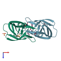 PDB entry 1d4l coloured by chain, top view.