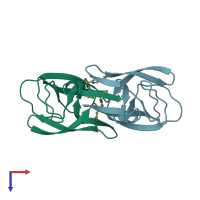 PDB entry 1d4s coloured by chain, top view.